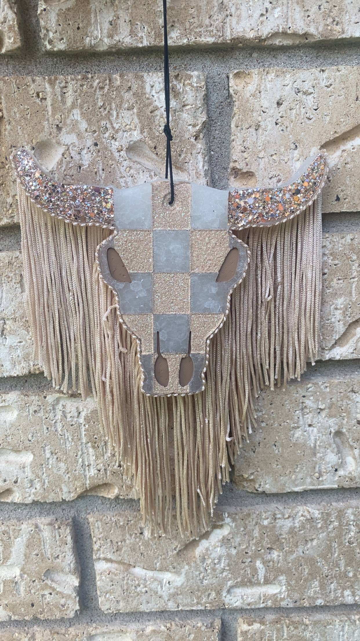 Gussied Up - Wholesale Car Freshener - Women's - Checkered Bull Skull Freshie