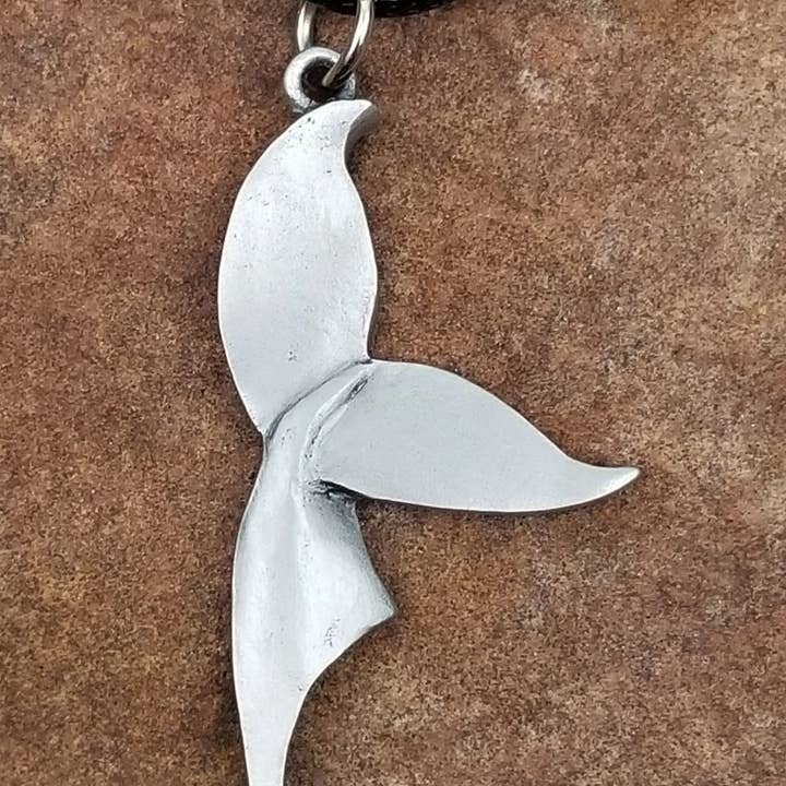 Whale Necklace, Whale Pewter Pendant, Whale Tail Pendant, for wholesale by Schumann Sculpture