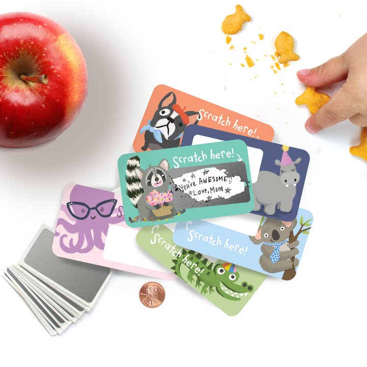 Inklings Paperie - Wholesale Stationery/notecard set - Scratch-off Lunchbox Notes - Animals9