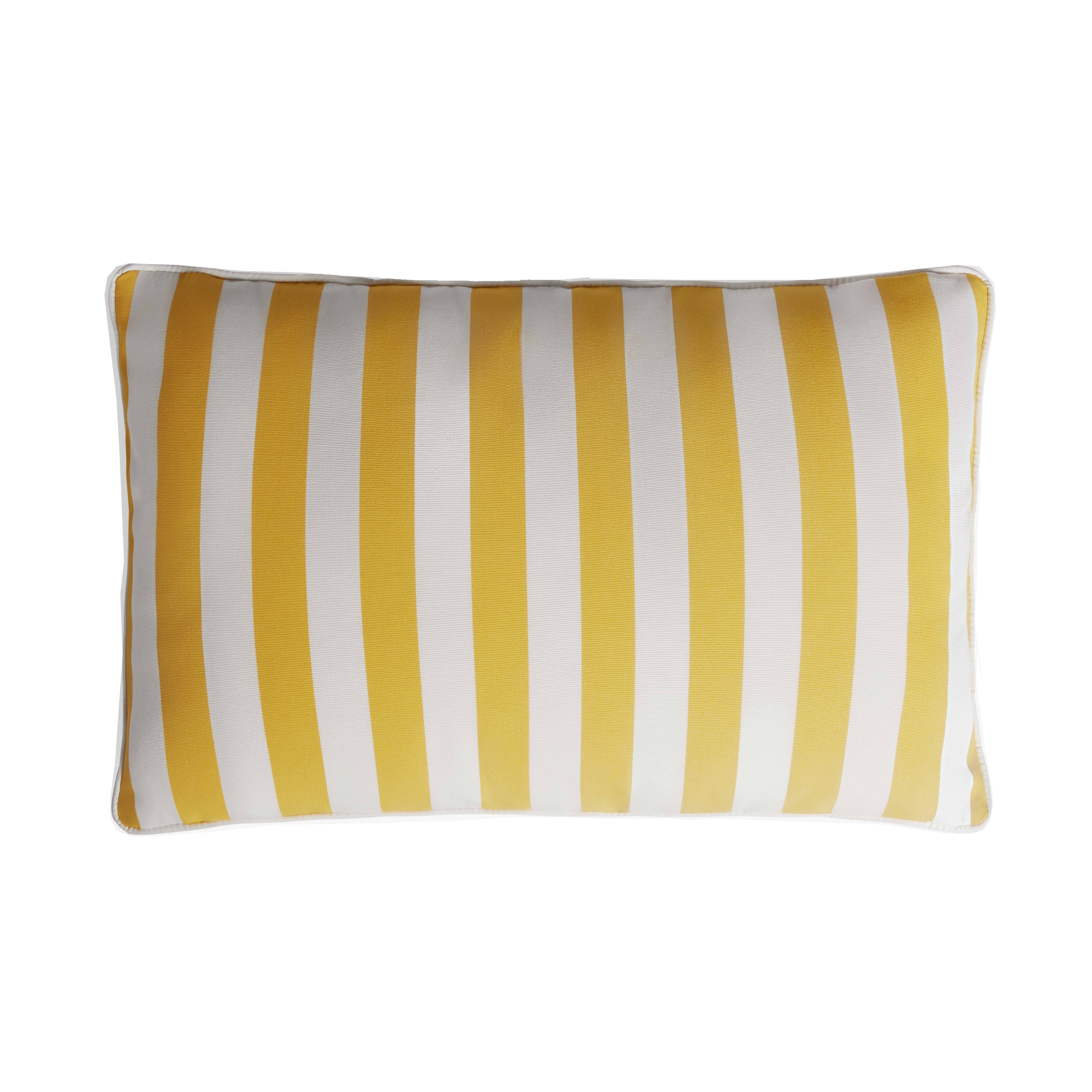 Lo Decor - Wholesale Throw/Decorative Pillow - Couple Striped Outdoor Pillow White and Yellow2