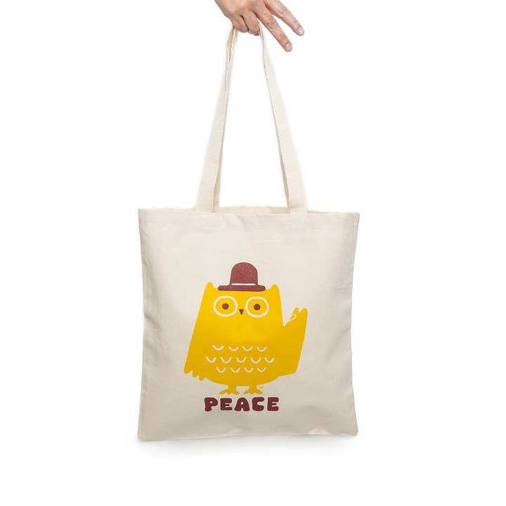 Peace Owl Tote for wholesale by Suzy Ultman