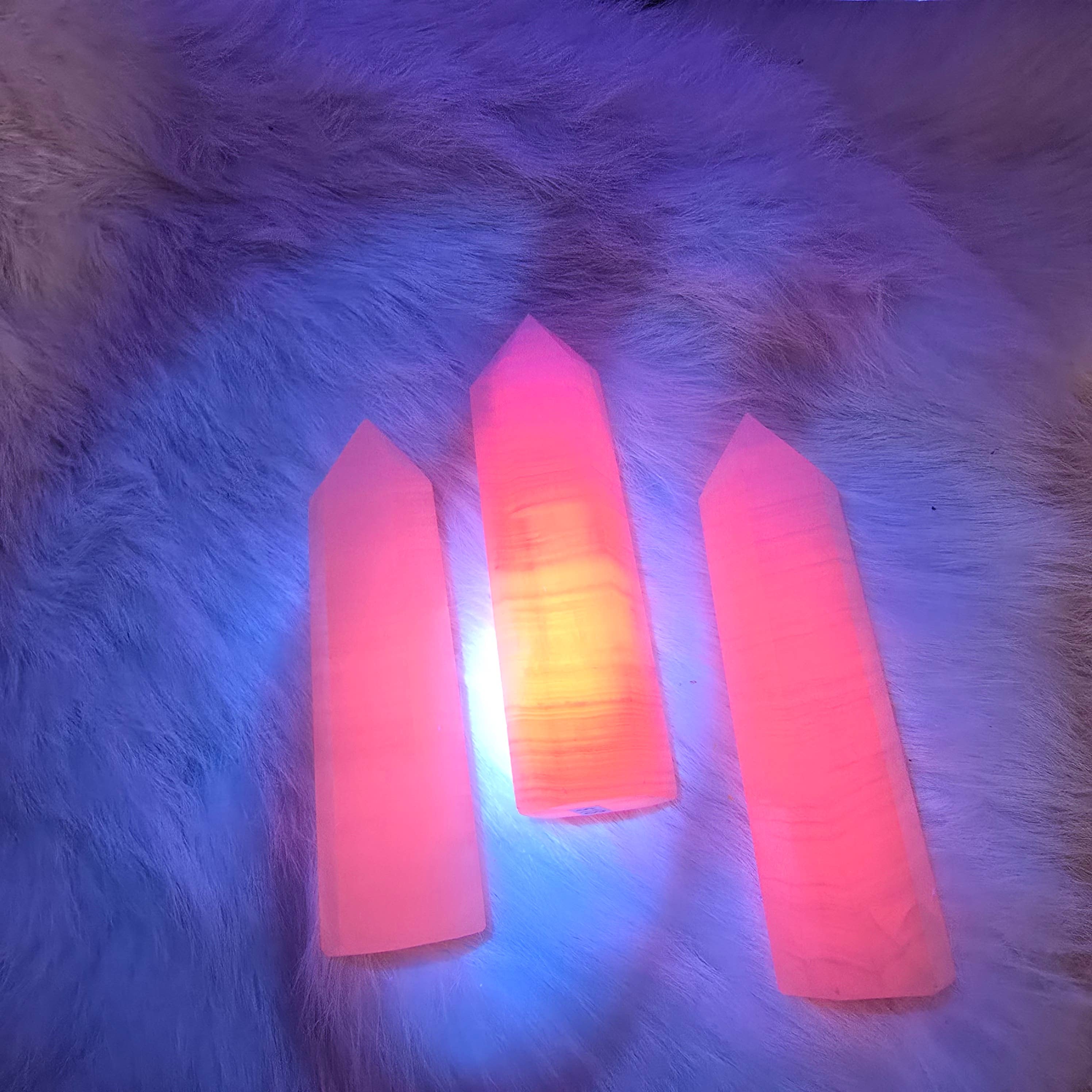 Aquamarine Daydream Wholesale - Wholesale Spiritual Stone/Crystal - 3pc Mangano Calcite Tower ~ Bulk Polished Crystal Towers4