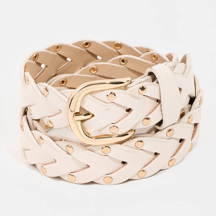 Collections by Fame Accessories - Wholesale Belt - Women's - Faux Leather Braided Design Fashion Belt