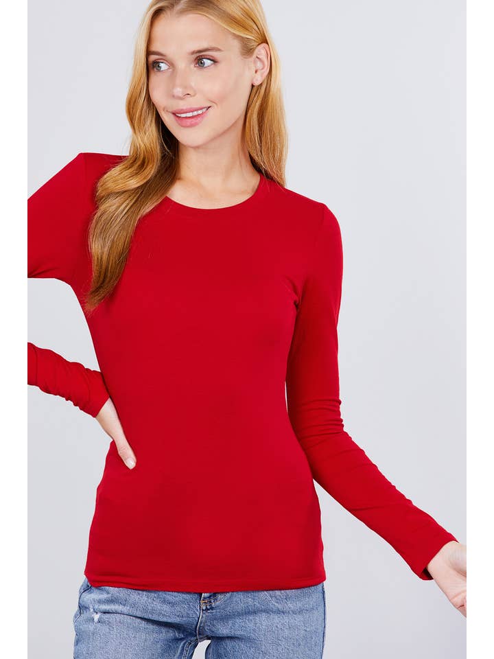 Active Basic | Active USA - Wholesale Knit Top - Women's - Long Sleeve Crew Neck Cotton Spandex Jersey Top5
