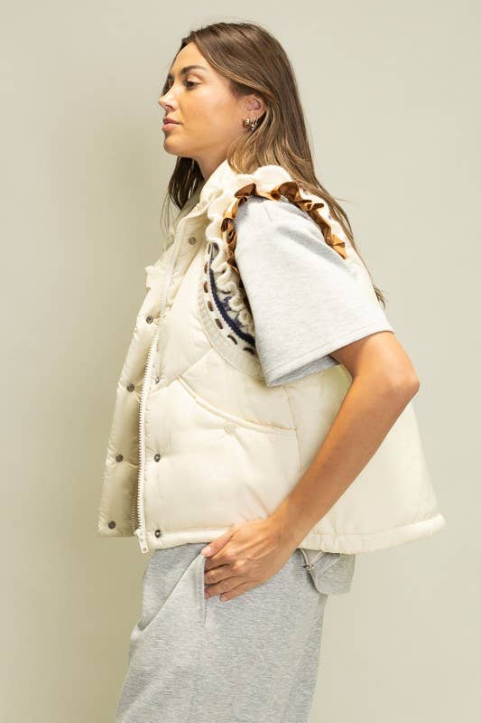 IVORY LO1001 Elegant Embroidered Puffer Vest for wholesale on Faire3