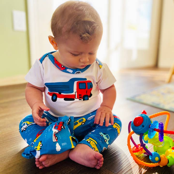 AnnLoren - Wholesale Clothing Set - Baby - Boys 3pc Baby Shower Gift Car Truck Layette Onesie Pants PJS
