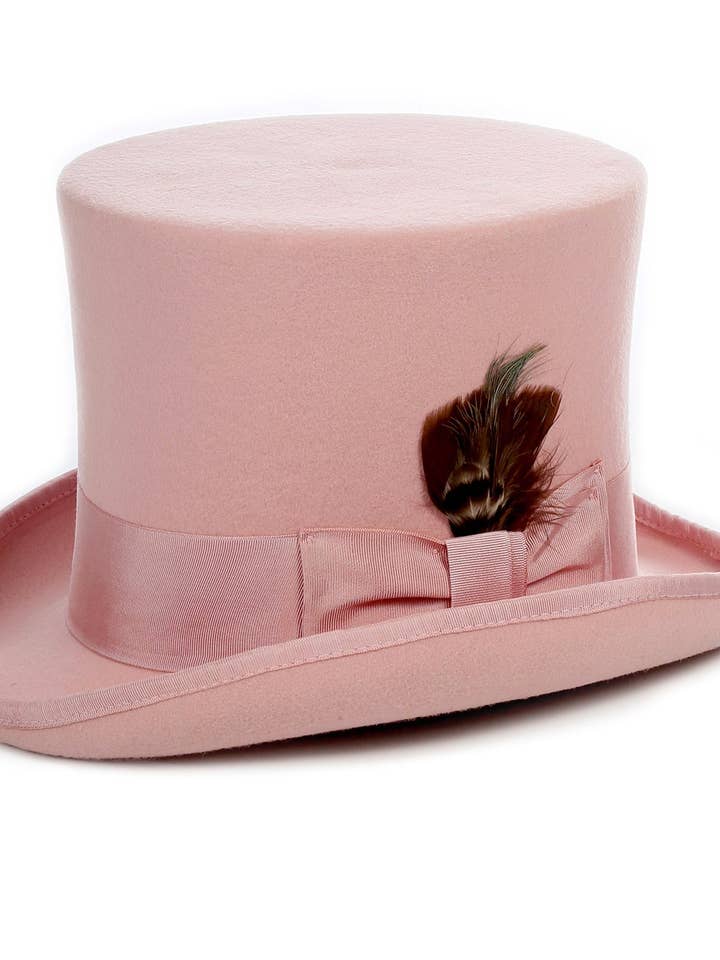 Premium Ull Rosa Top Hat för wholesale av Ferrecci