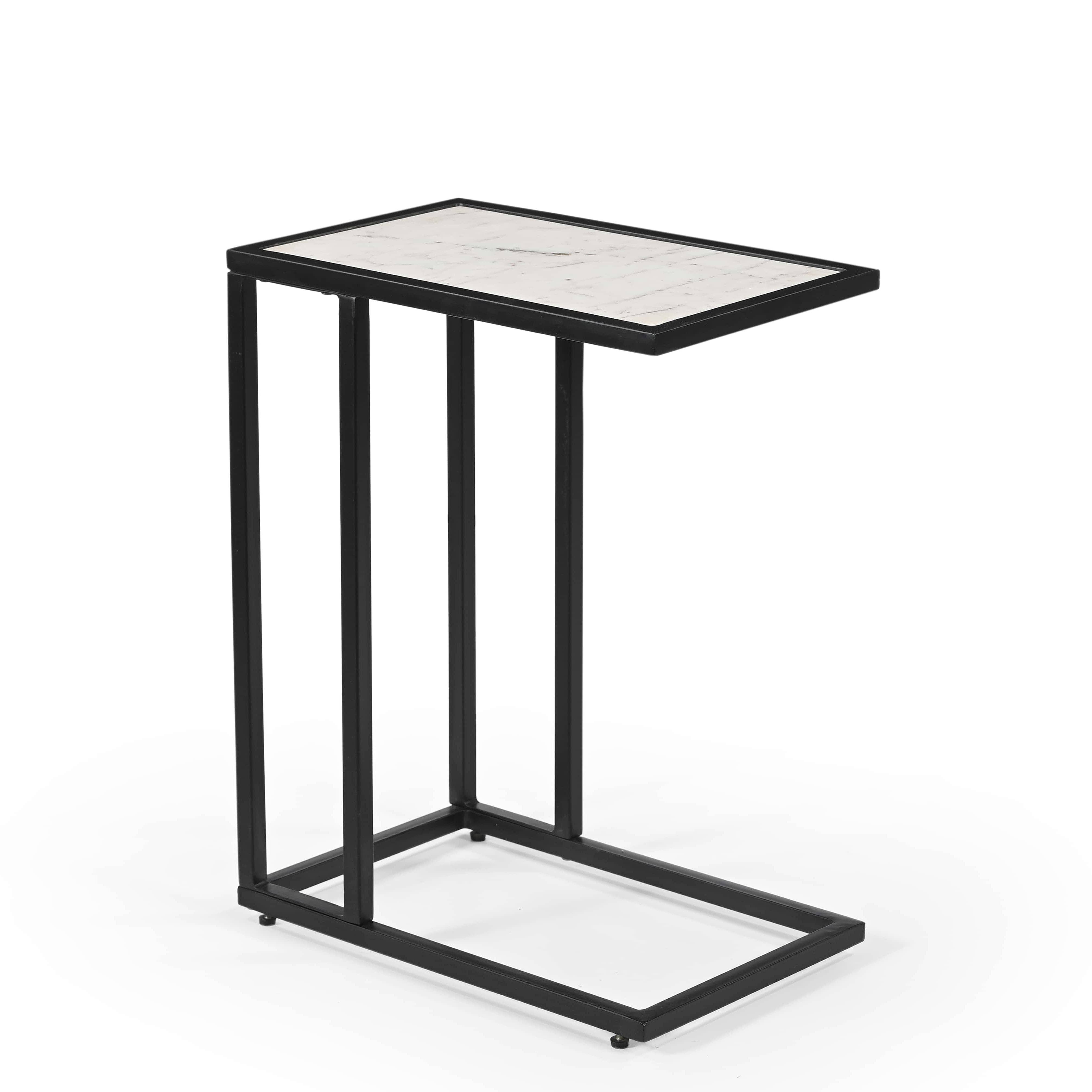iAnanas - Wholesale Side Table - Moderner minimalistischer Beistelltisch mit schwarzem Metallrahmen und weißer Marmorplatte0