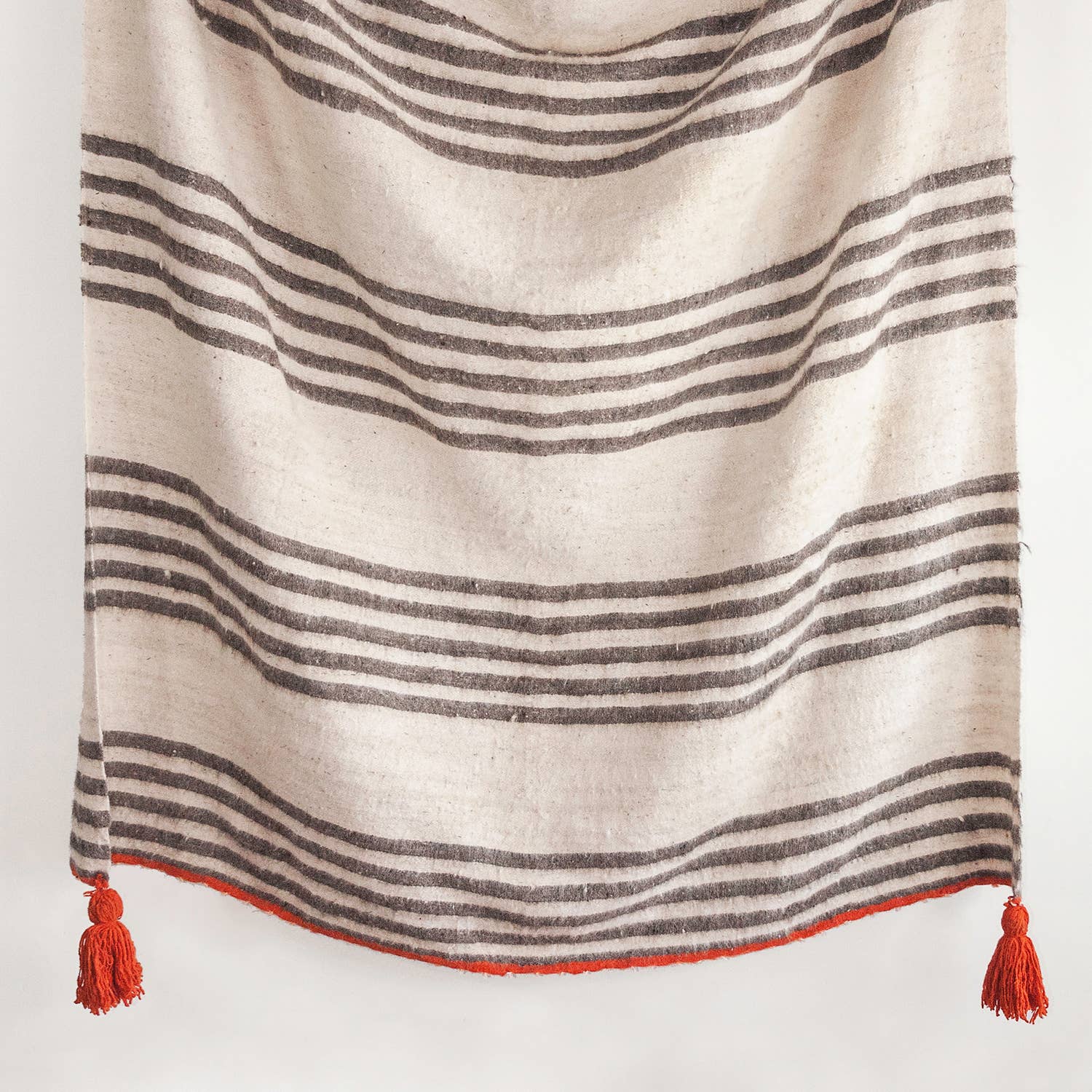 The Global Trunk - Wholesale Throw Blanket - Tassel Momo Blanket - Grey / Pumpkin1