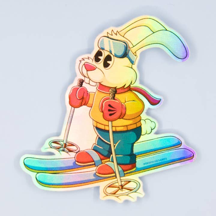 Ski Bunny - Holographic Ski Helmet Sticker for wholesale by Ski House Games