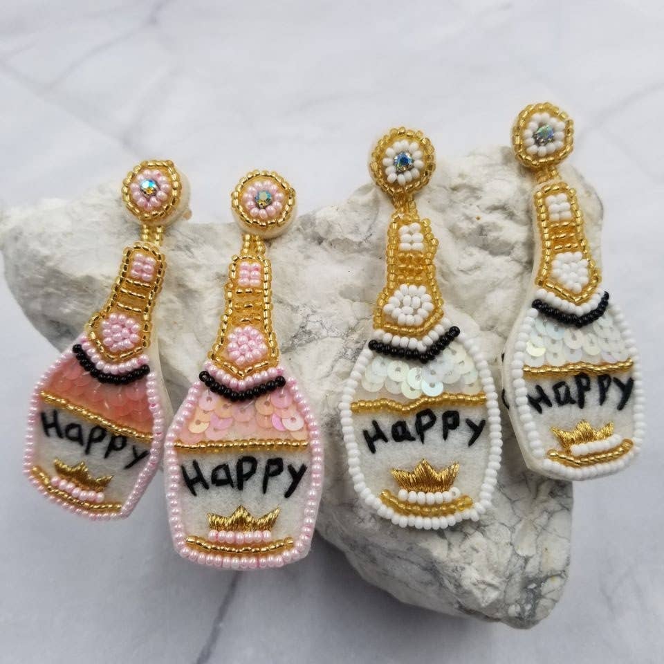 The Pretty Jewellery - Wholesale Dangle Earrings - HAPPY Champagne Bottle Beaded Earrings2