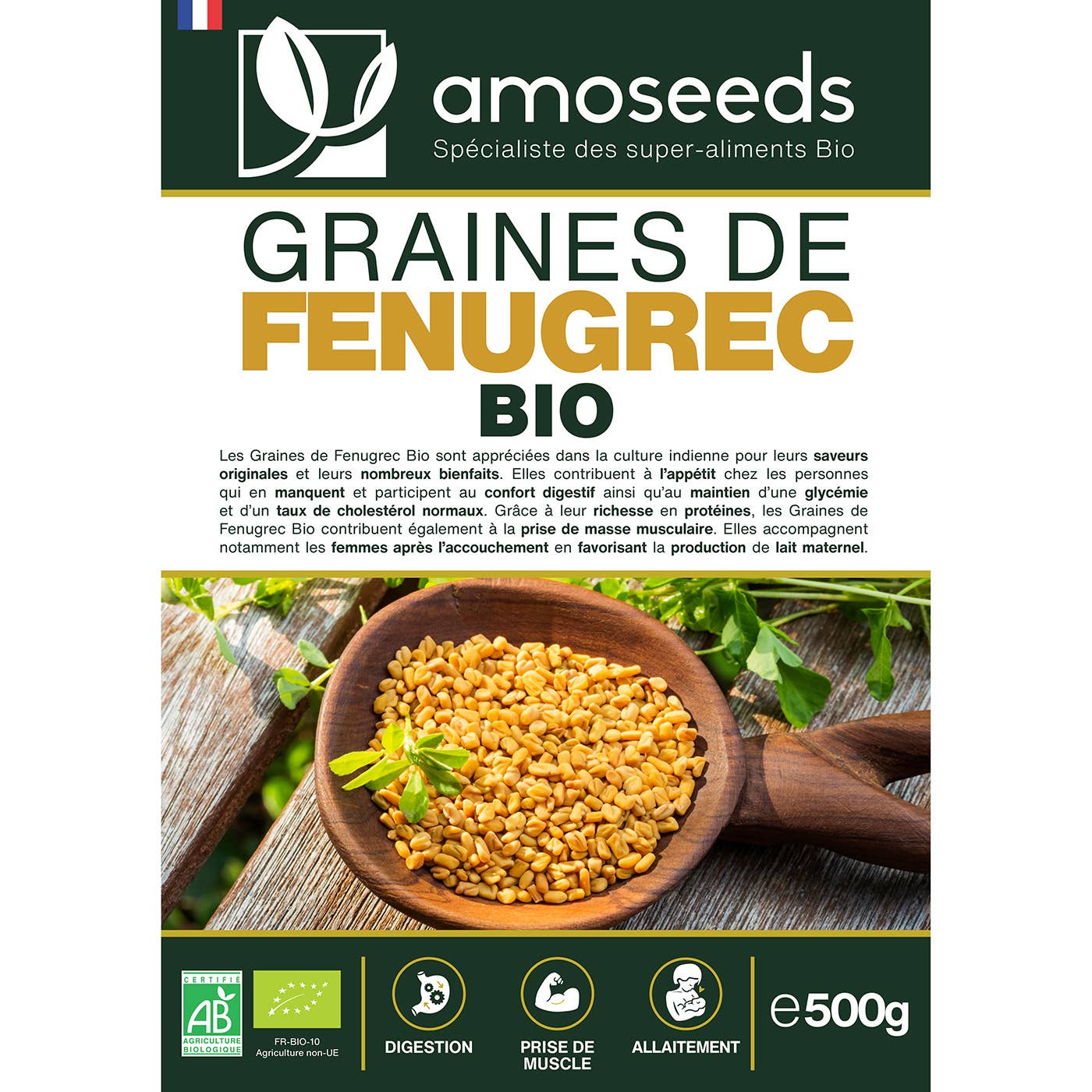 Amoseeds - Wholesale Plant Seeds - Organic Fenugreek Seeds 500G3