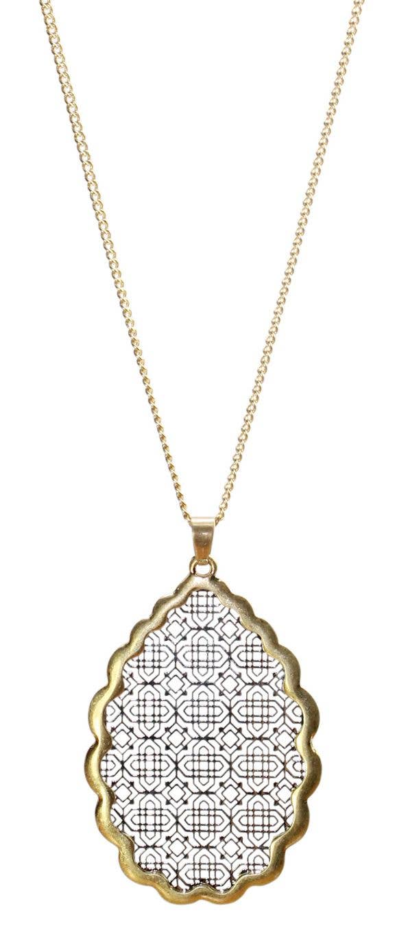 Status Collections - Wholesale Pendant/charm necklace - Filgree Necklace Gold Finish