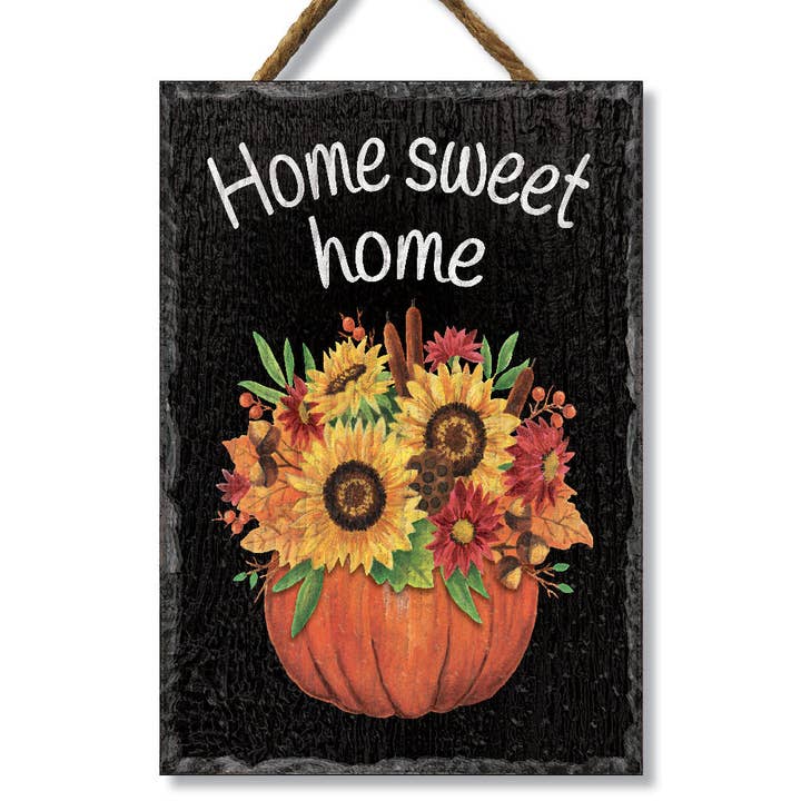 Home Sweet Home W/ Pumpkin & Sun - Slate Impressions for wholesale by ST Creations