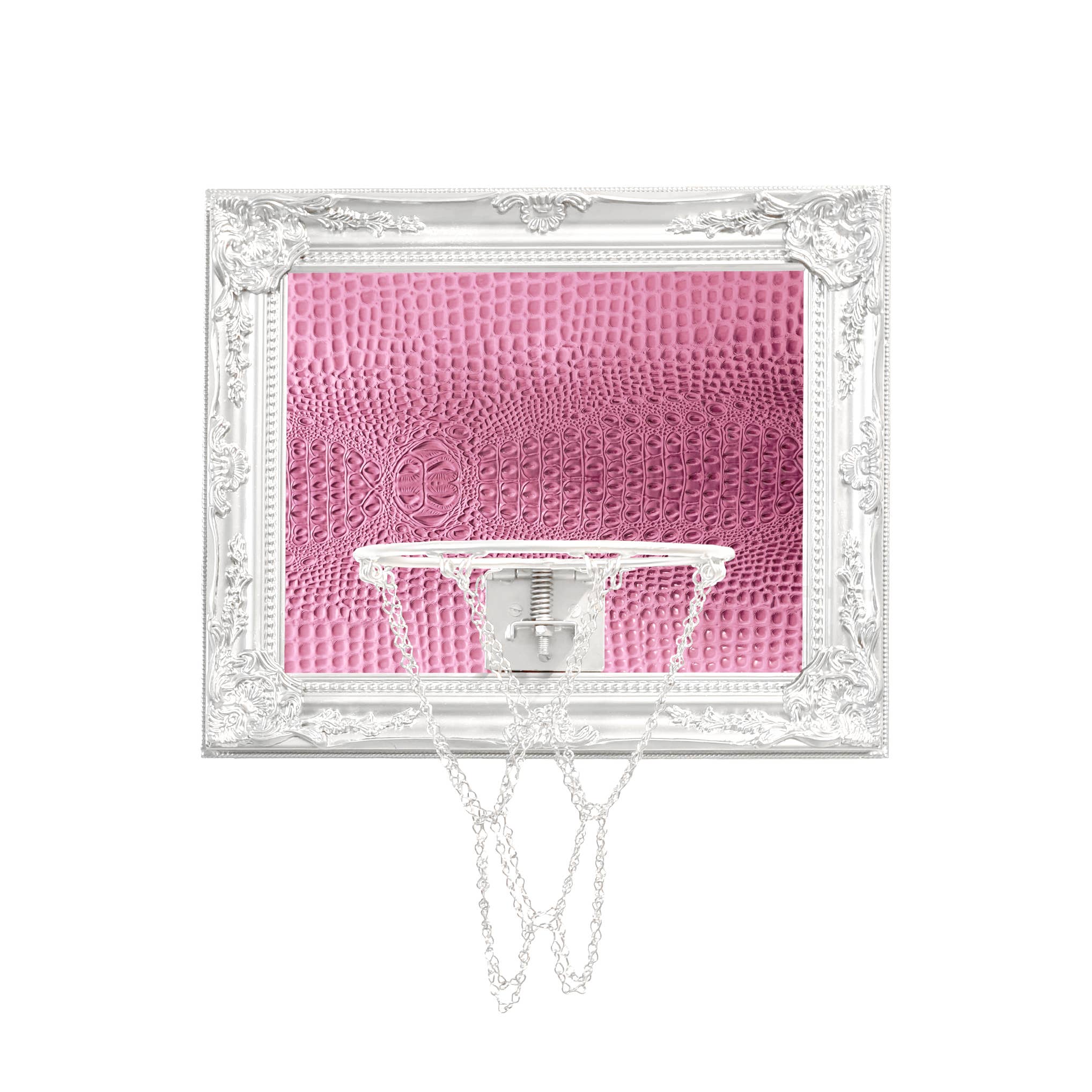 Hoops and Heritage - Wholesale Wall Art Set - Pink and White Gator Mini Basketball Hoop