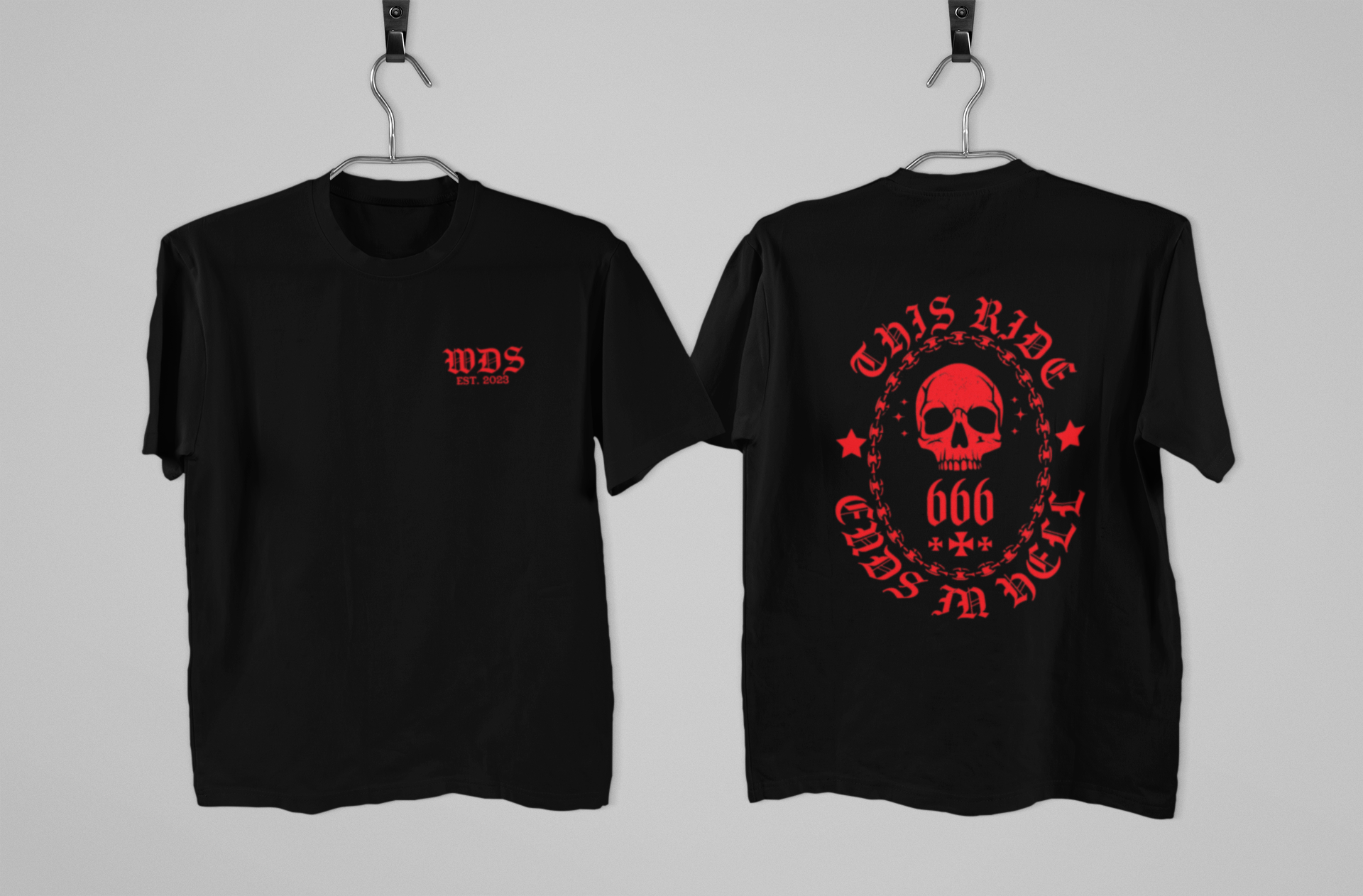 Wickedly Divine Shop - Wholesale Screen Printed T-Shirt - Unisex - This Ride Ends In Hell, Motorcycle Motocross Bike Goth Shirt1