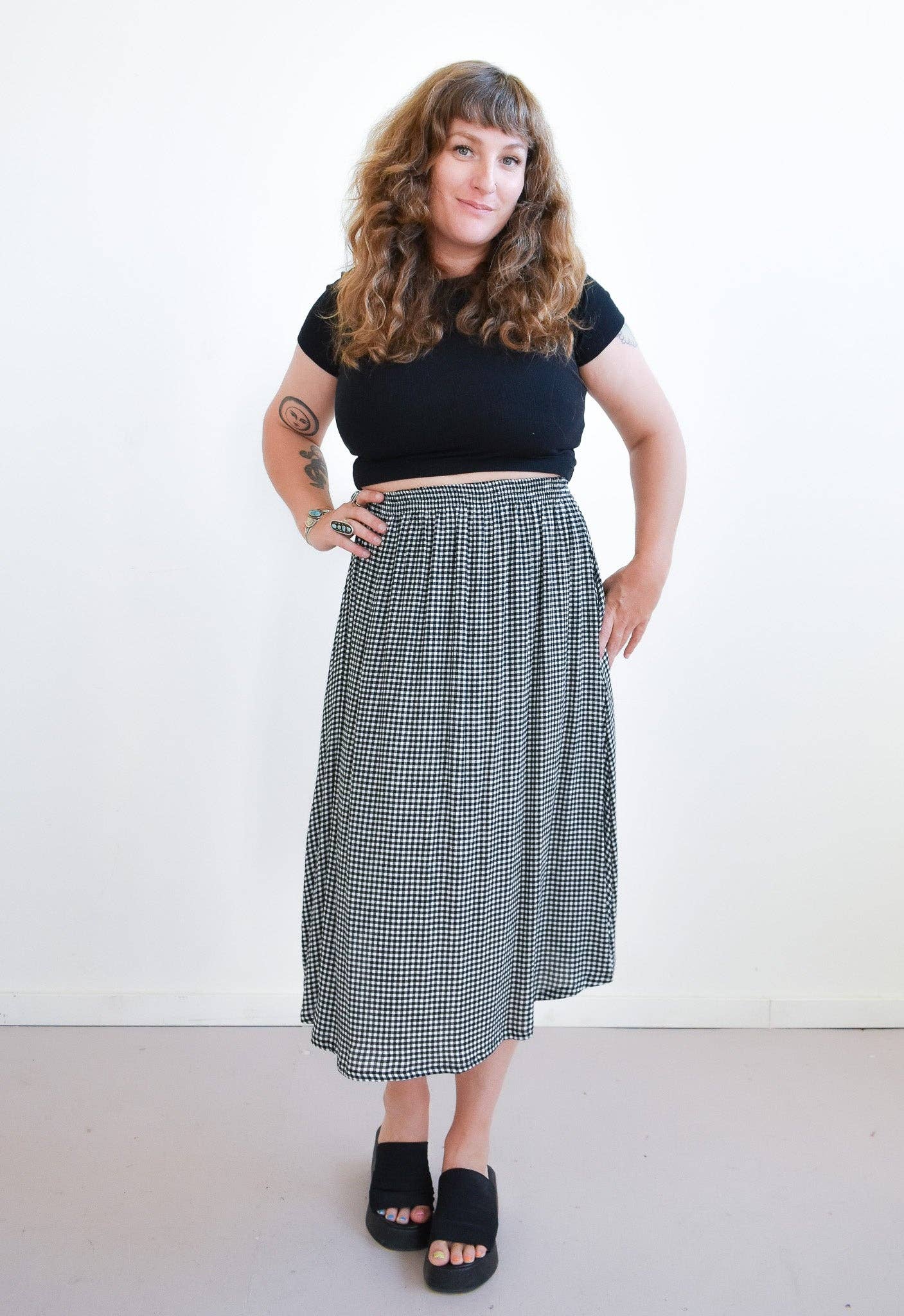Altar - Wholesale Skirt - Women's - Eva Midi Gingham Skirt
