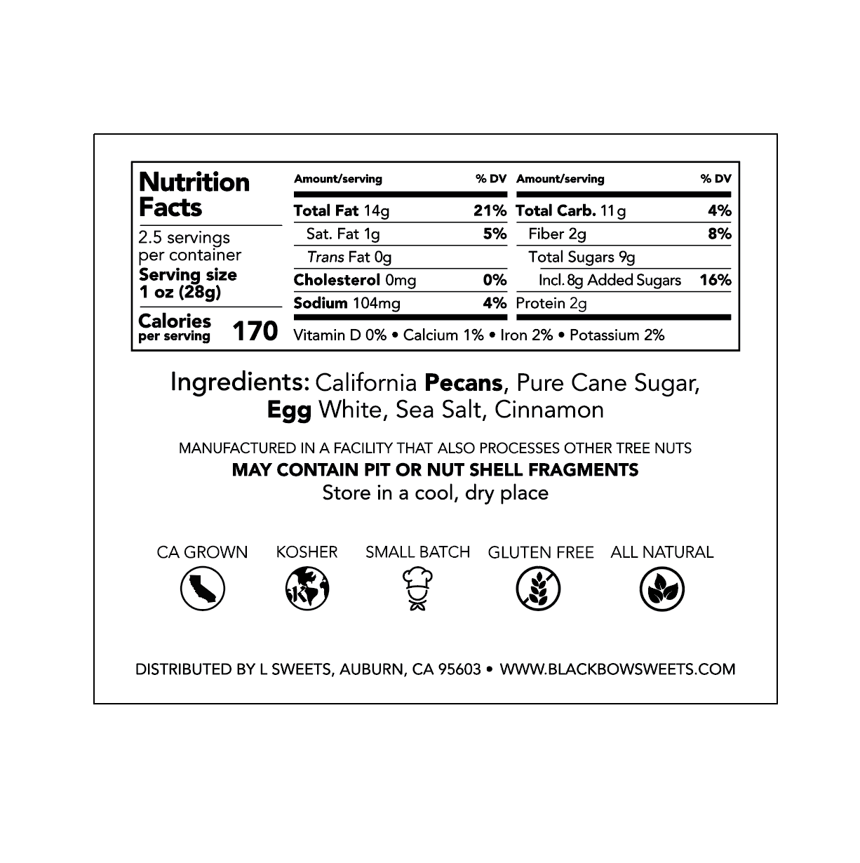 Black Bow Sweets - Wholesale Nuts -  Candied California Pecan Window Box | Cinnamon Sugar2