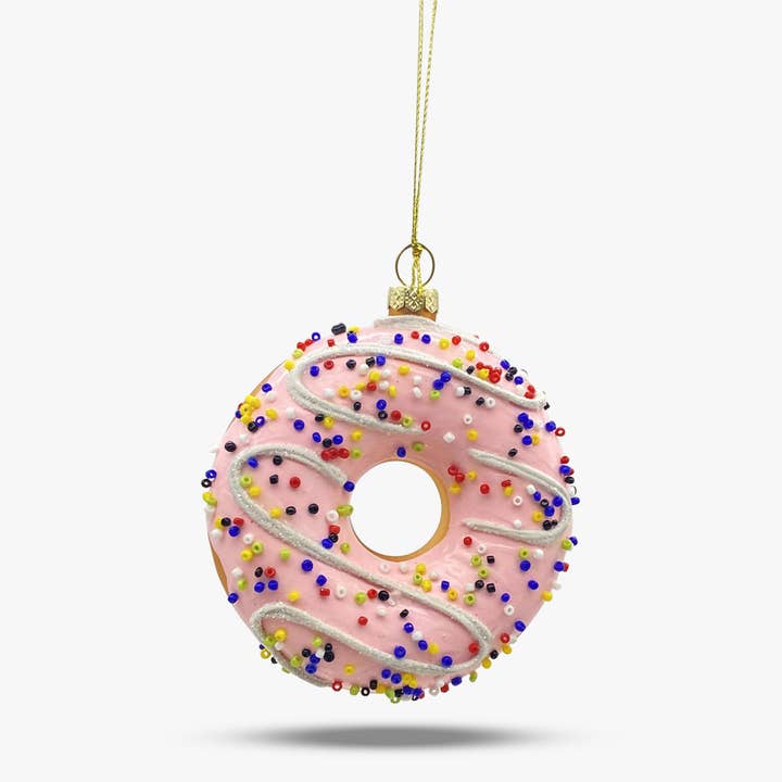 Ornement en verre en forme de beignet avec vermicelles - Lot de 12 pour la vente par FancyFace Designs