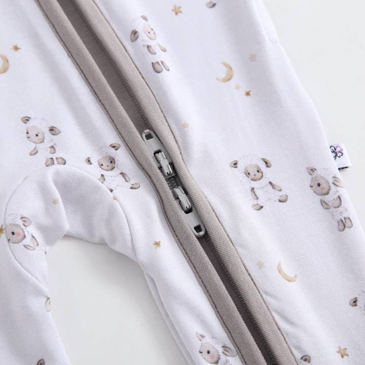 Luxie Charm - Wholesale Jumpsuit - Baby - Little Lamb Zippered Baby Romper3