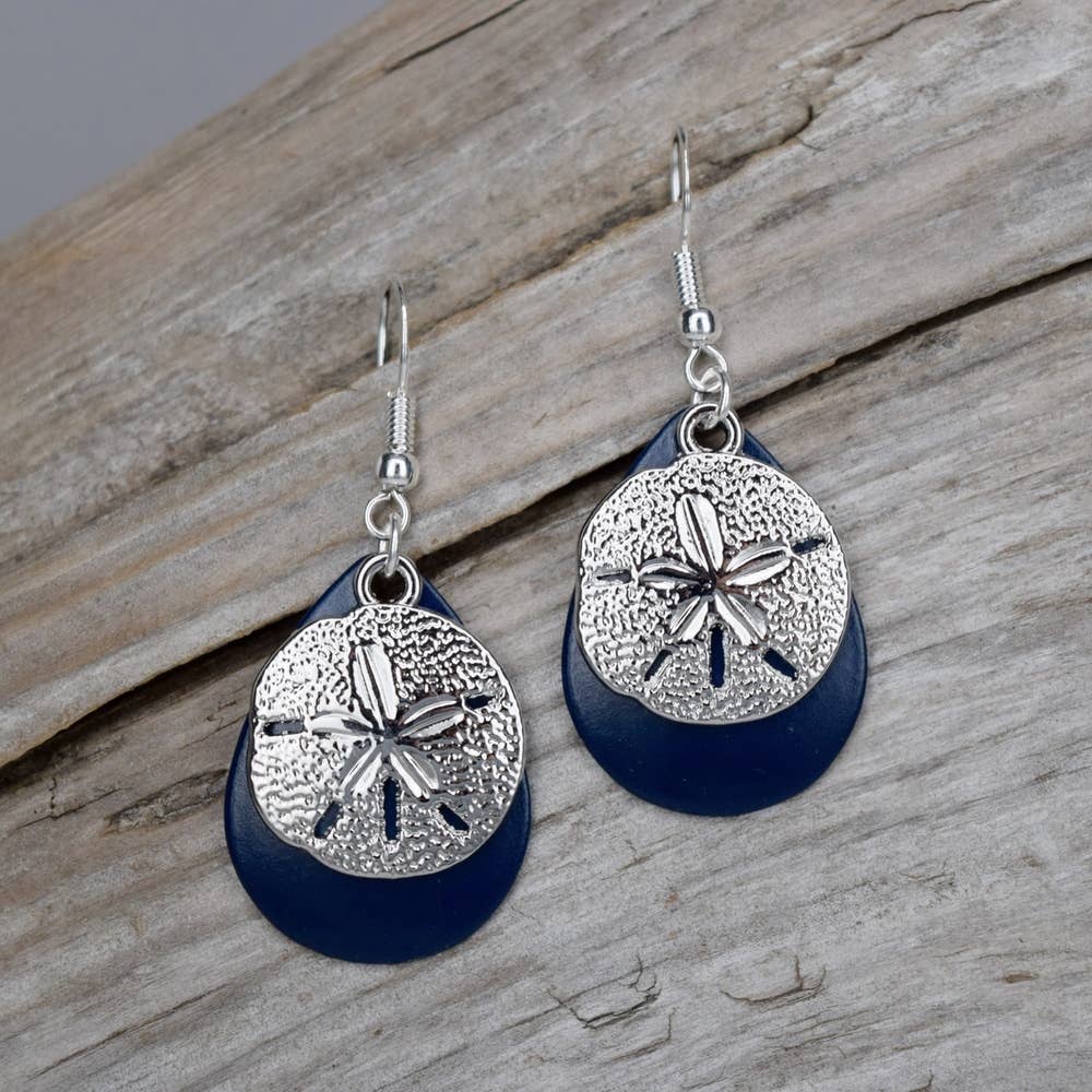 Wholesale Blue Sand Dollar Earrings Sea Life Ocean Jewelry
