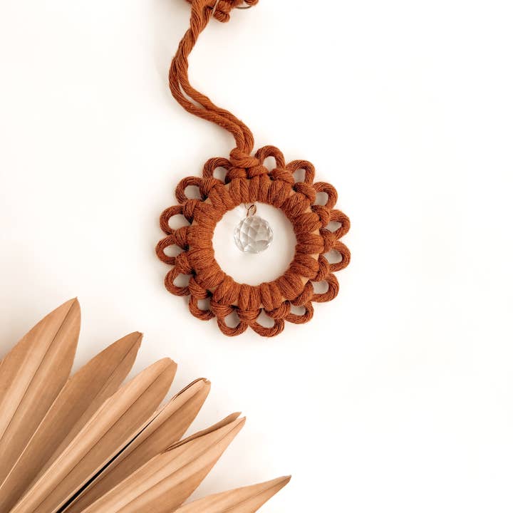 Meraki The Studio Co. - Wholesale Suncatcher - Macrame Suncatcher Flower | Window Hanging Light Catcher