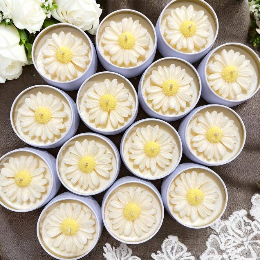 Karly’s Candles - Wholesale Party gift - Daisy Soy Wax Candles 4 oz - Baby, Bridal & Wedding Favors9