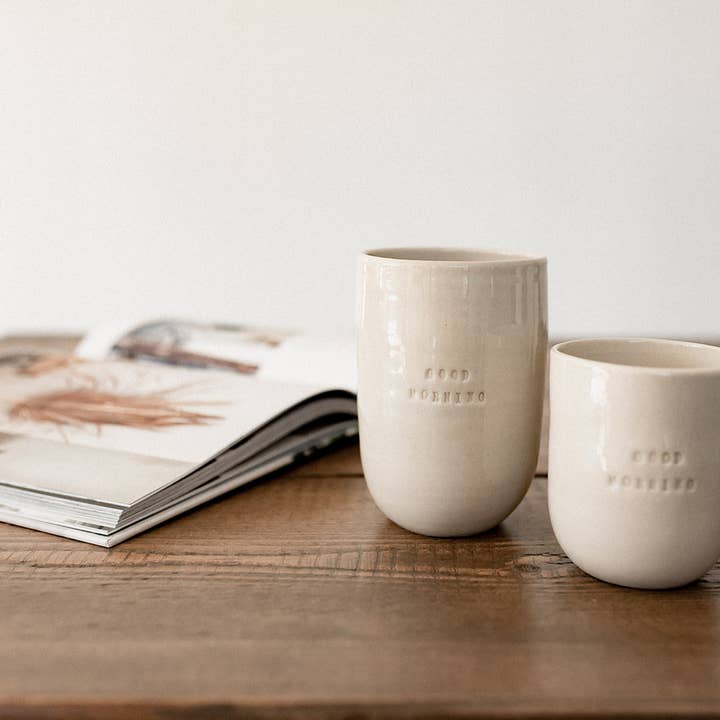 Claycraft - Wholesale Coffee mug - Large engraved coffee tea mug Good morning handmade Christmas3