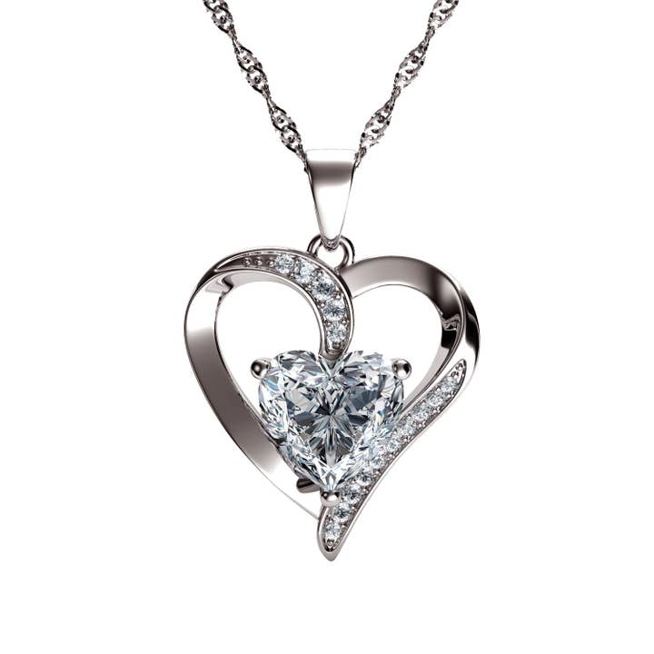 14k vitguld halsband för kvinnor - Zirkonia kristaller från DEPHINI för wholesale av DEPHINI