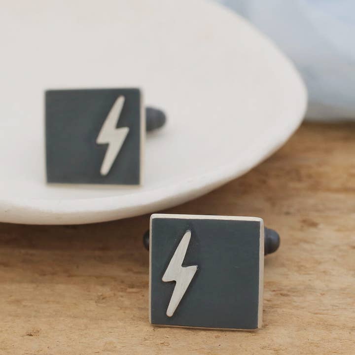 Lightening Bolt Cufflinks. Gift For Dad for wholesale by Louy Magroos
