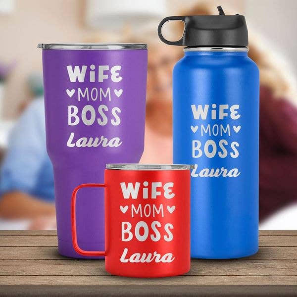 Customized Tumbler"Wife Mom Boss",Mother's day Gift for wholesale by Engrave My Memories