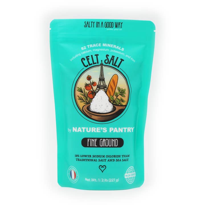 Keltiskt havssalt, finmalt - 1/2 lb (8 oz) återförslutningsbar påse för wholesale av Celt Salt By Nature's Pantry