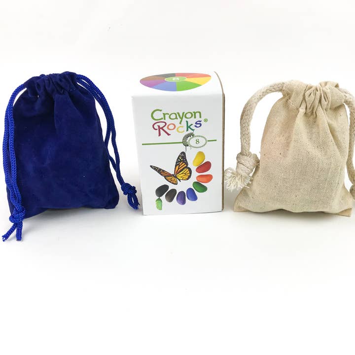 Crayon Rocks - Wholesale Crayons - Kids & Baby - 8 Colors in a Blue Velvet Bag -ON SALE!! All time favorite!!1