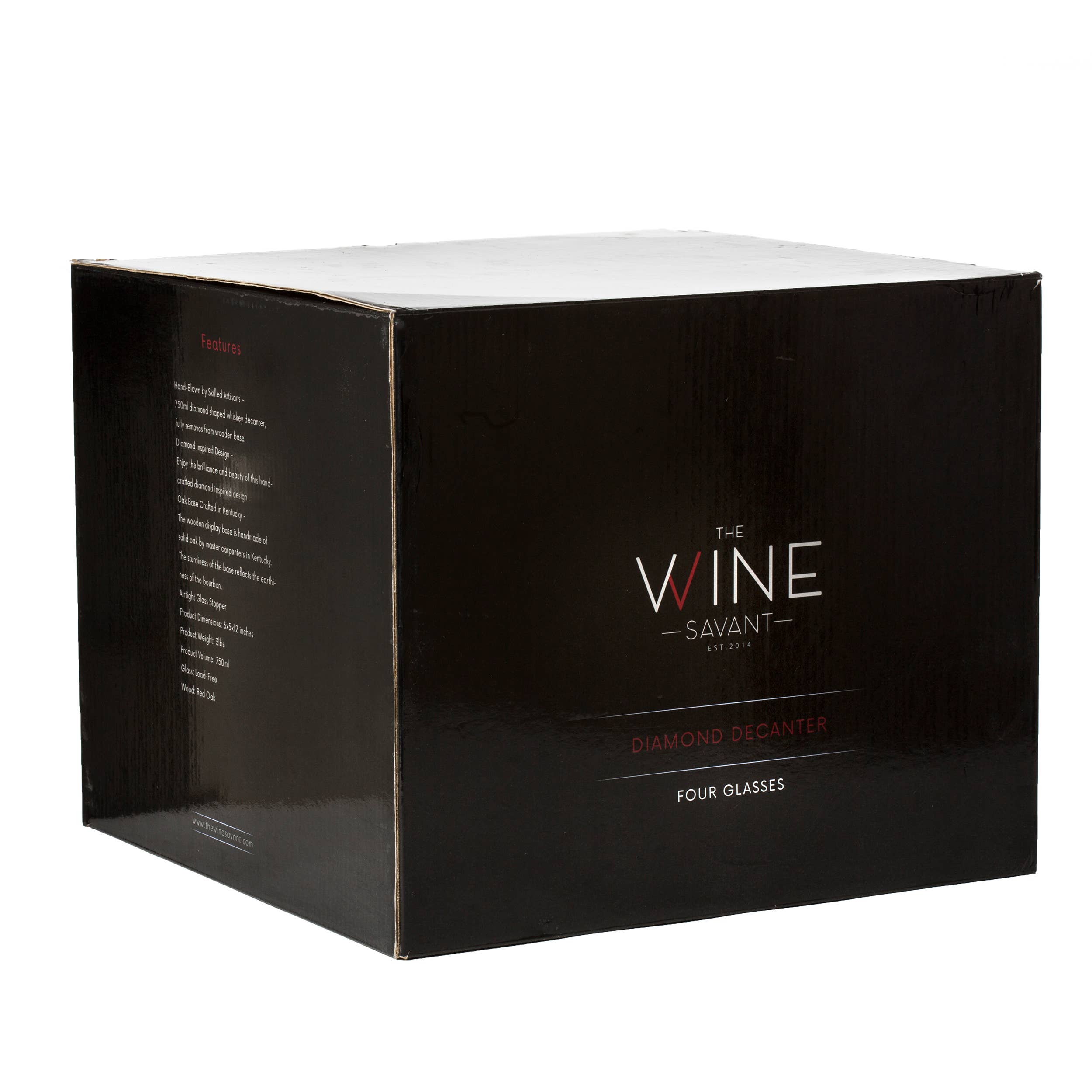 The Wine Savant /  Khen Glassware – wholesale Decanter – Diamond Whiskey Decanter Set with 4 Diamon Whiskey Glasses2