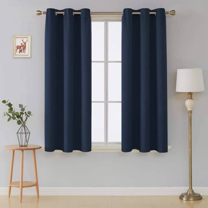 Navy Blackout Thermal Curtains – Eyelet Top, 2 Panels for wholesale by The Fitted Sheets