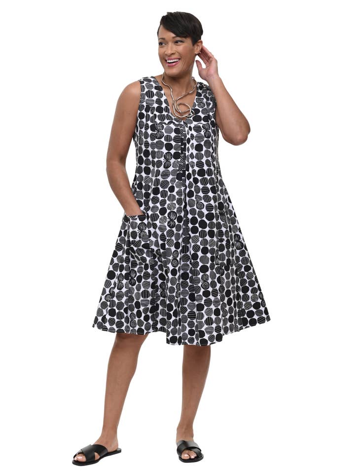 Tulip Clothing - Wholesale Dress - Women's - CV656 Poppie Dress in White Marbles