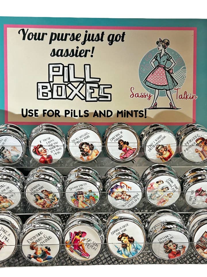 Pill box Display 18 designs for wholesale by Sassy Talkin