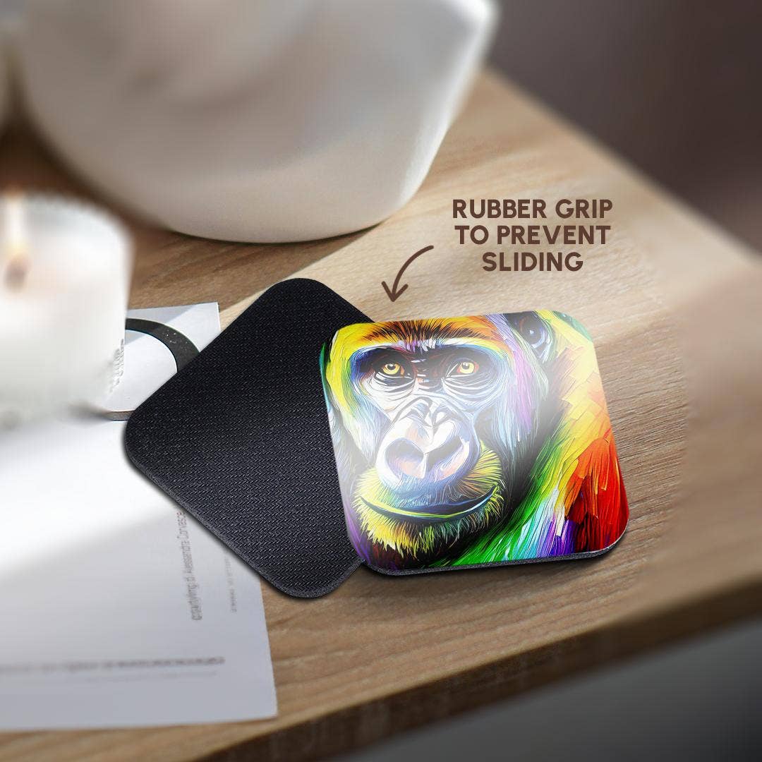 3dRose – wholesale Coasters – 3dRose, Funny Colorful Gorilla Ape Portrait. Digital Art. Gift, Charm, Coaster10