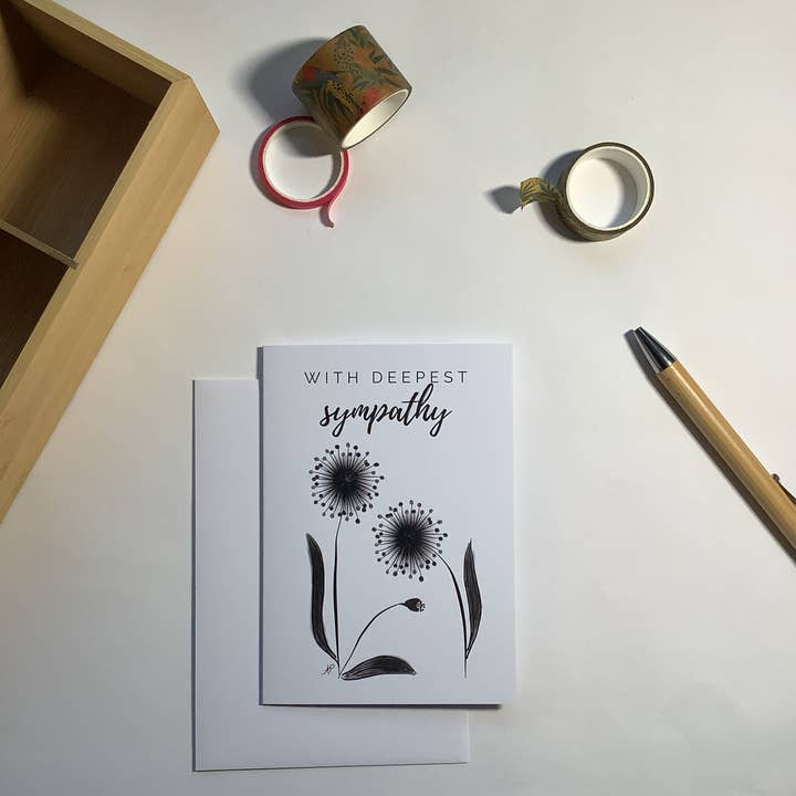 Minimalist fantasy flower sympathy card for wholesale by Little Red Fox Designs