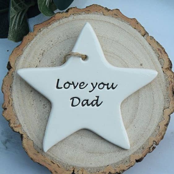 For him - Love you Dad - Handmade ceramic heart for wholesale by Broadlands Pottery