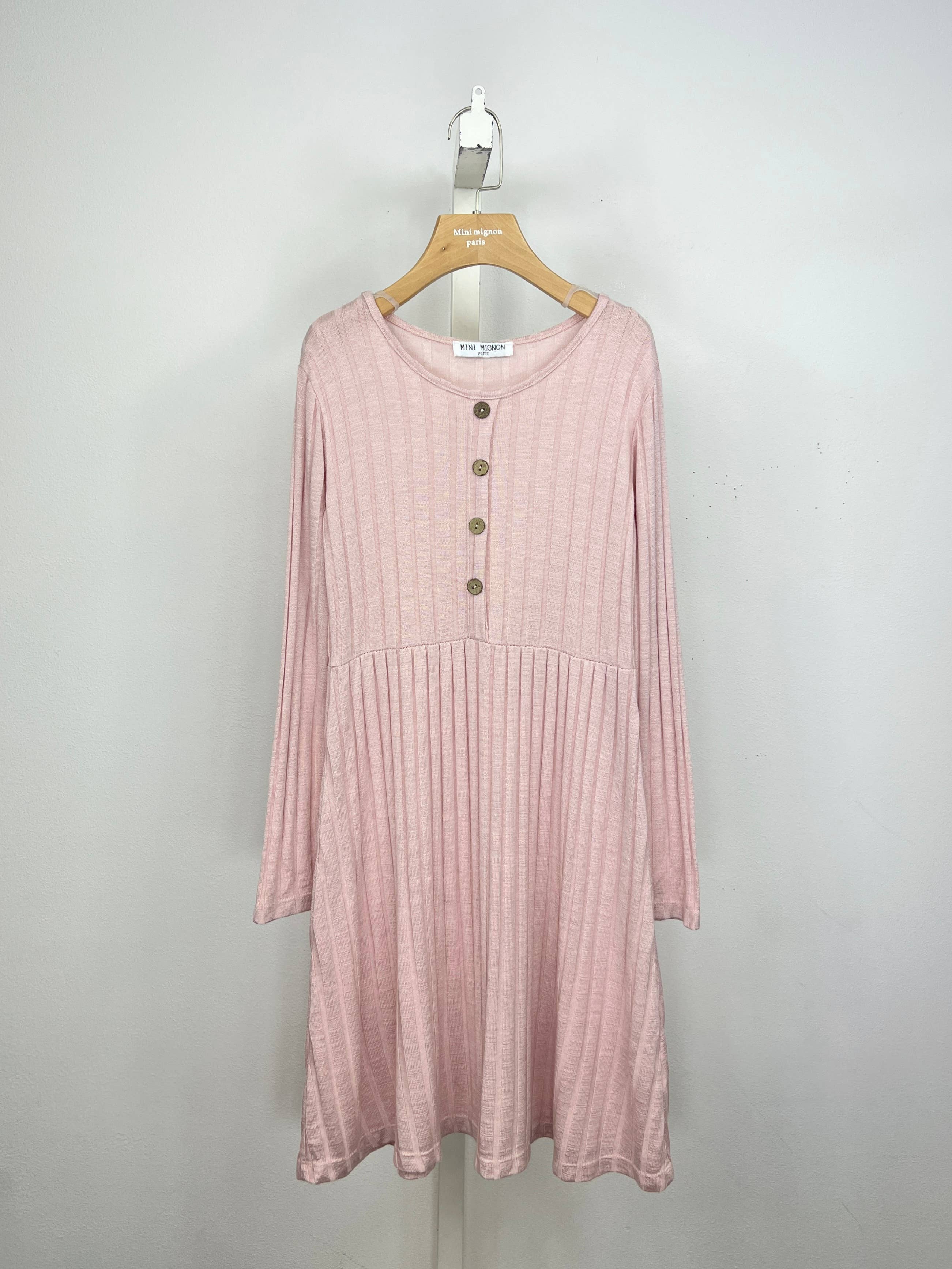 MINI MIGNON PARIS – Engroshandel Kjole - Børn – Langærmet stribet sweaterkjole til piger1