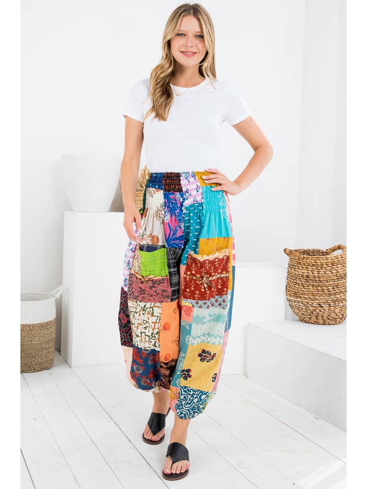 Kathmandu Imports - Wholesale Pants - Women's - Patchworks Smoked Pants (KT-1303)
