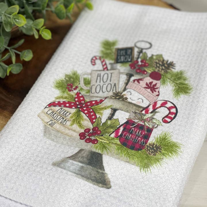 CMD Wholesale - Wholesale Tea Towel - Holiday Tier Tray Waffle Weave Tea Towel