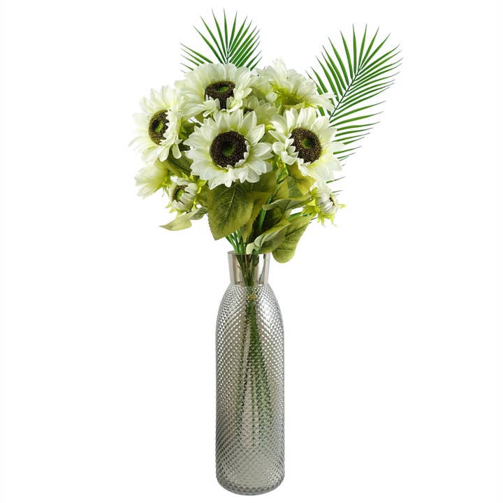 Leaf Design UK LTD - Wholesale Artificial flowers - Pack 6x Artificial Flowers White Sunflower 3 heads 88cm3