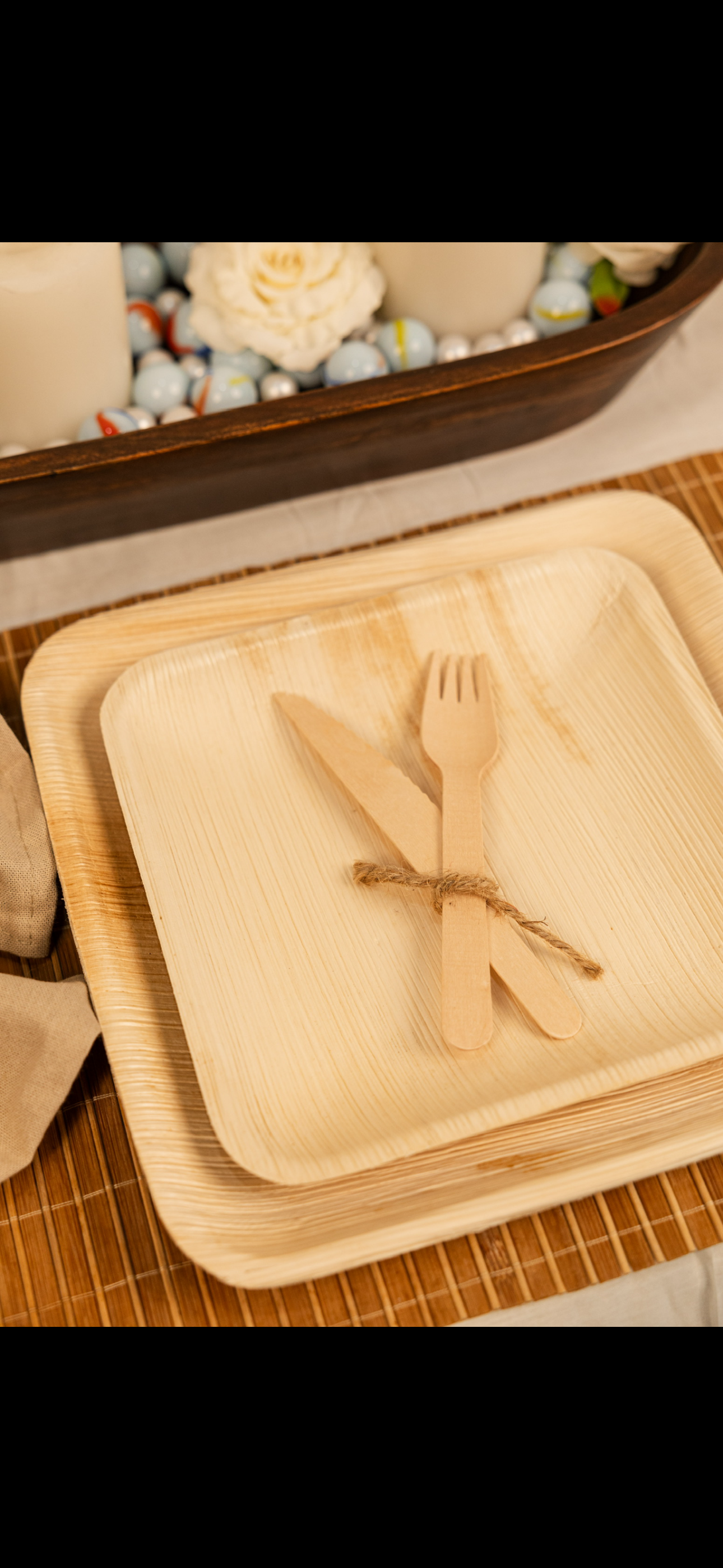 LuxeDesigns Co LLC - Wholesale Disposable Plate - Disposable 10" & 8" Palm Leaf Plate Set of 50 with Utensils6