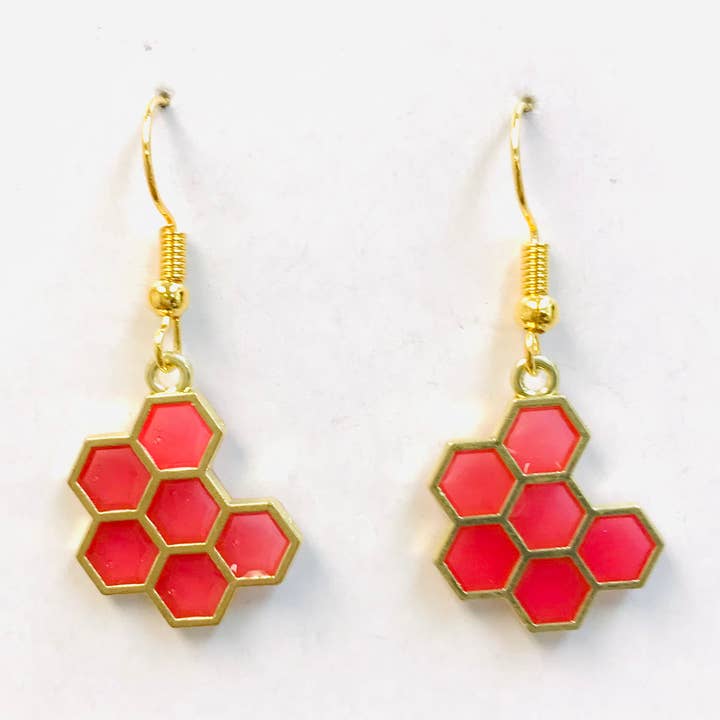 SimpleNGreat - Wholesale Dangle Earrings - Honeybee Earrings, Honeycomb Earrings0