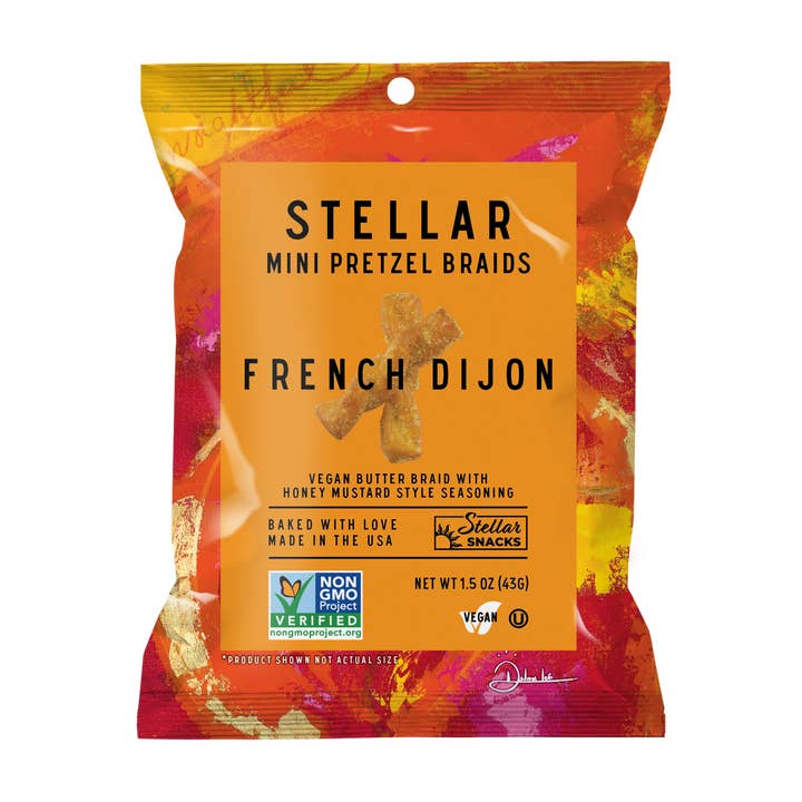 Stellar Snacks - Wholesale Pretzels - Stellar Pretzel Braids - French Dijon - 1.5oz
