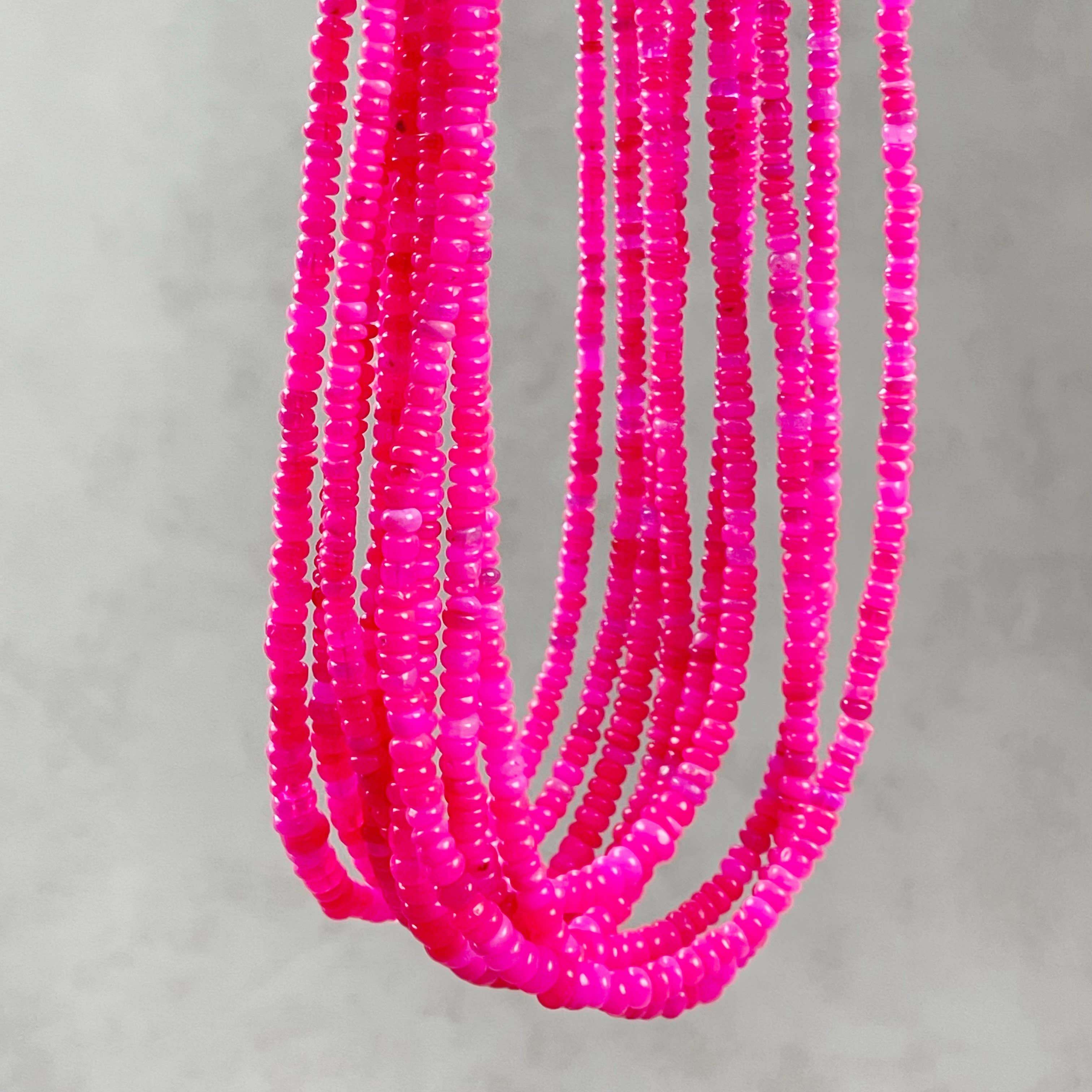 Ewelina Pas Jewelry - Wholesale Beaded/Pearl Necklace - Igni// Hot Pink Fire Opal Heishi Beaded Necklace2