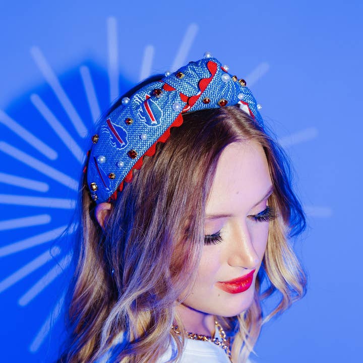 Brianna Cannon - Wholesale Fashion Headband - Women's - Buffalo Bills Adult Cross Stitch Headband3