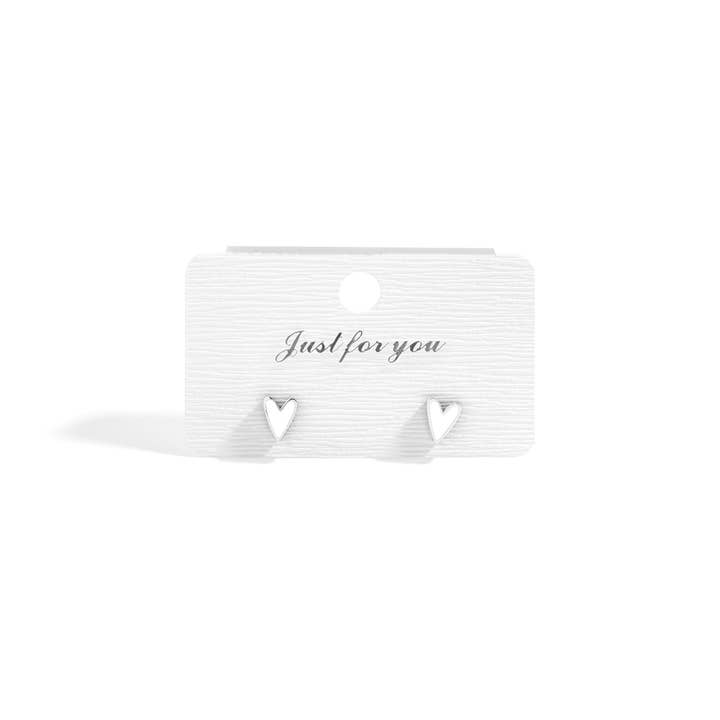 WJW - Vendita all'ingrosso Orecchini a bottone - Orecchini a perno a forma di cuore bianco in acciaio inossidabile con PVD oro 18K5